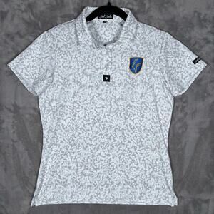 Bad Birdie Women’s Golf Polo – Gray Camo Unlinked Crest Logo Size S